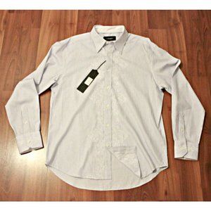 J CAMPBELL Los Angeles DRESS SHIRT Embroidered BLUE White STRIPED ( L )